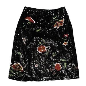 New Women's Anthropologie Maeve, Garden Glitz Sequin Embroidered Skirt sz 0